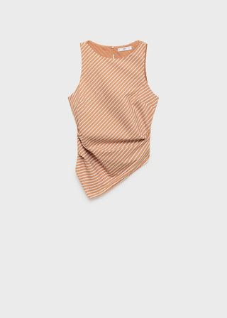Blusa de Punto Asimétrica Estampado de Rayas