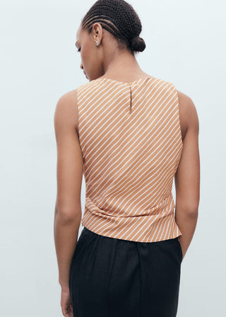 Blusa de Punto Asimétrica Estampado de Rayas