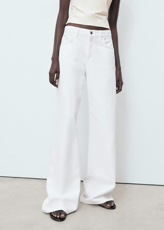 Jeans Wide Leg Talle Bajo con Bolsillos