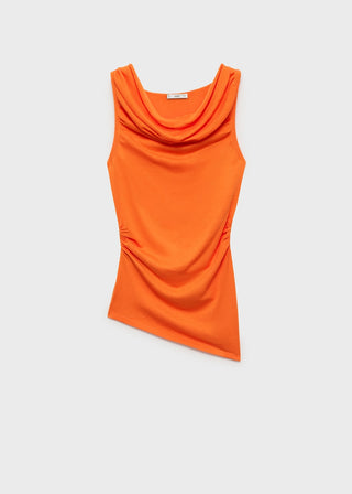 Blusa Drapeada con Escote Asimétrico