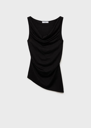 Blusa Drapeada con Escote Asimétrico