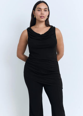 Blusa Drapeada con Escote Asimétrico