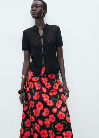 Enagua Midi con Estampado Animal Print.