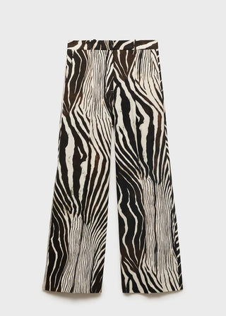 Pantalón de Lino Estampado Animal Print.