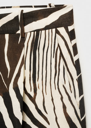 Pantalón de Lino Estampado Animal Print.