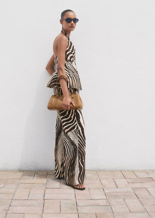 Pantalón de Lino Estampado Animal Print.