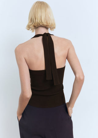 Blusa Cuello Halter con Detalle de Lazo