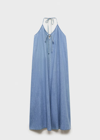 Vestido Denim de Tirantes con Espalda Abierta