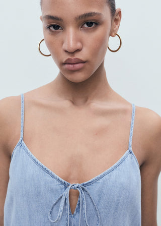 Vestido Denim de Tirantes con Espalda Abierta