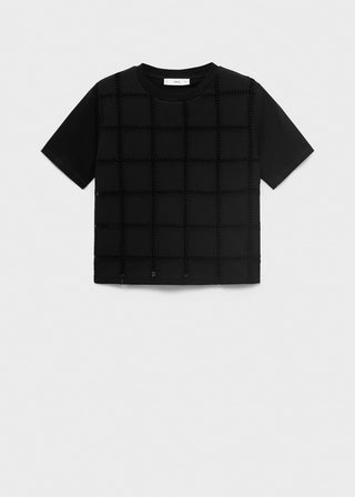 Camiseta Manga Corta con Detalles Bordados