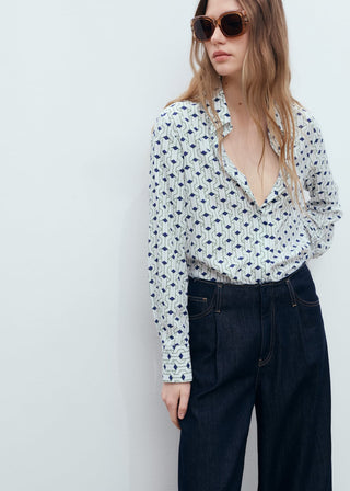 Camisa Manga Larga con Estampado Geométrico