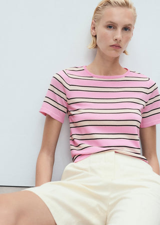 Camiseta Manga Corta Estampado de Rayas