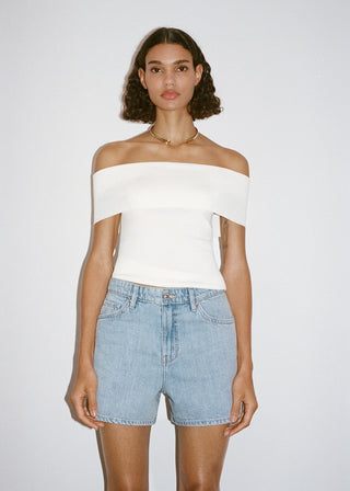 Shorts Denim Rectos Tiro Alto