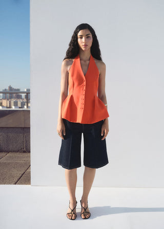 Chaleco Peplum con Cuello Halter