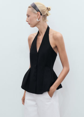 Chaleco Peplum con Cuello Halter