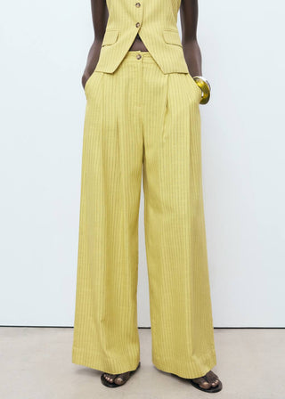 Pantalón Recto Estampado de Rayas.