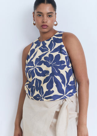 Blusa sin Mangas con Estampado Floral