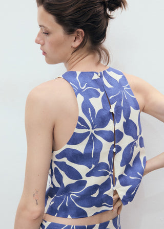 Blusa sin Mangas con Estampado Floral