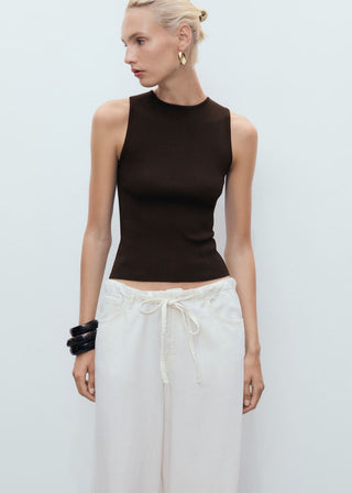 Blusa sin Mangas de Punto Fino