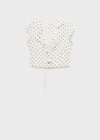 Blusa de Volantes con Estampado de Puntos