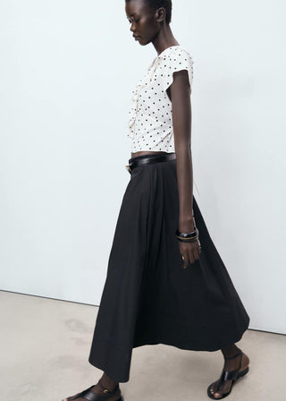 Blusa de Volantes con Estampado de Puntos
