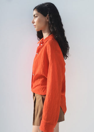 Camisa Oversize con Efecto Arrugado