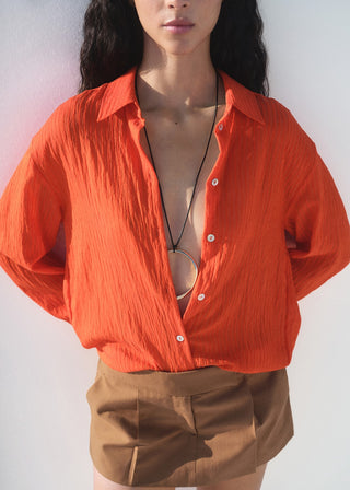 Camisa Oversize con Efecto Arrugado