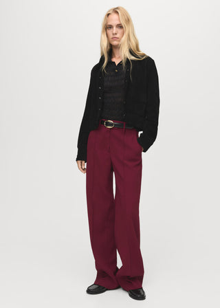 Pantalón Recto Talle Medio con Bolsillos