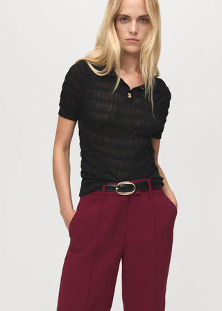 Pantalón Recto Talle Medio con Bolsillos