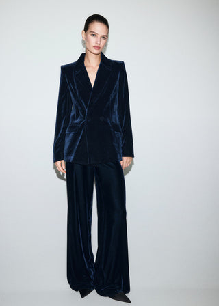 Chaqueta Cruzada con Tejido Terciopelo