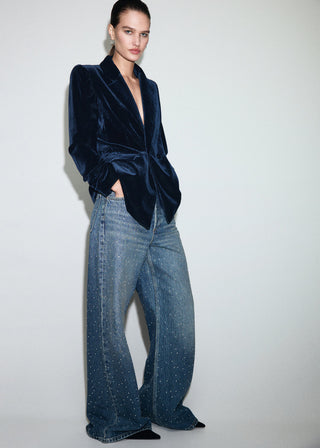 Chaqueta Cruzada con Tejido Terciopelo