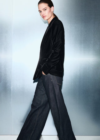 Chaqueta Cruzada con Tejido Terciopelo