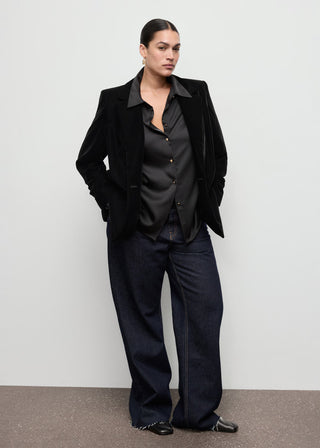 Chaqueta Cruzada con Tejido Terciopelo