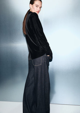 Chaqueta Cruzada con Tejido Terciopelo