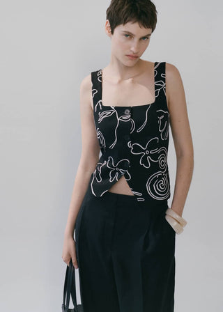 Chaleco de Botones con Estampado Floral