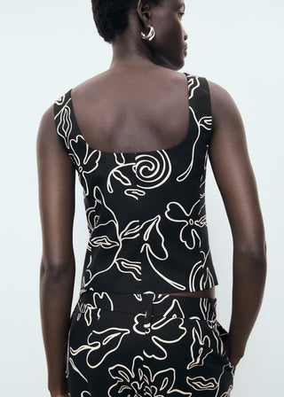 Chaleco de Botones con Estampado Floral