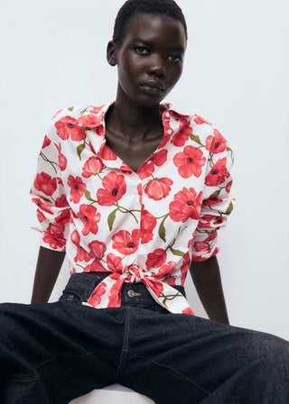 Camisa Manga Larga con Estampado Floral