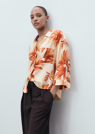 Camisa Manga Larga con Estampado de Palmera