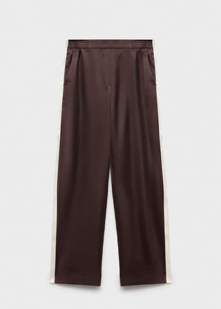 Pantalón de Satén con Raya a Contraste