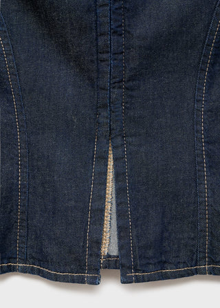 Blusa Denim con Costuras en Contraste.