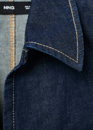 Blusa Denim con Costuras en Contraste.