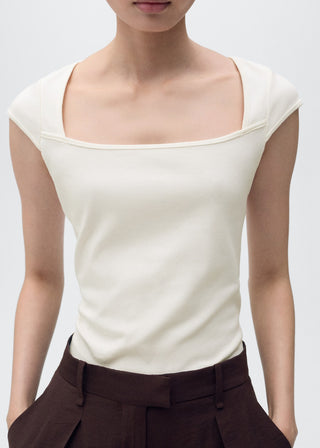 Camiseta con Escote Bajo de Algodón