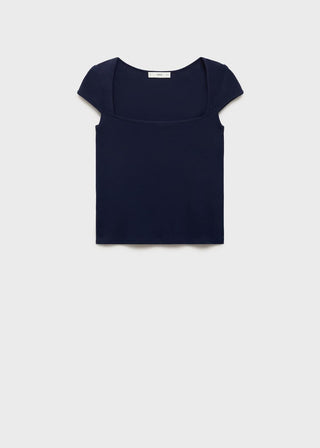 Camiseta con Escote Bajo de Algodón