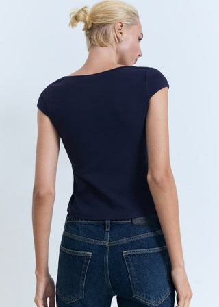 Camiseta con Escote Bajo de Algodón