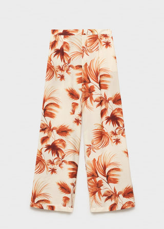 Pantalón Recto con Estampado de Palmeras.