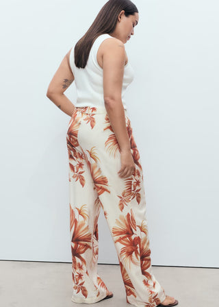 Pantalón Recto con Estampado de Palmeras.