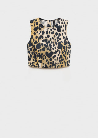 Blusa Crop con Estampado Animal Print