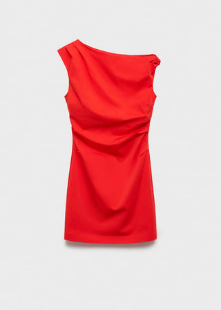 Vestido Corto Cuello Asimétrico.