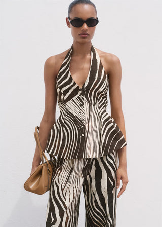 Chaleco de Lino Estampado Animal Print.