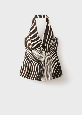 Chaleco de Lino Estampado Animal Print.